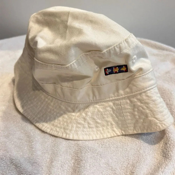Port Authority Unisex Beige Bucket Hat S/M Cotton US Flag Embroidered Logo - Picture 3 of 4